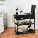 Rolling Kitchen Island Trolley Cart Stainless Steel Flip Tabletop w/Drawer