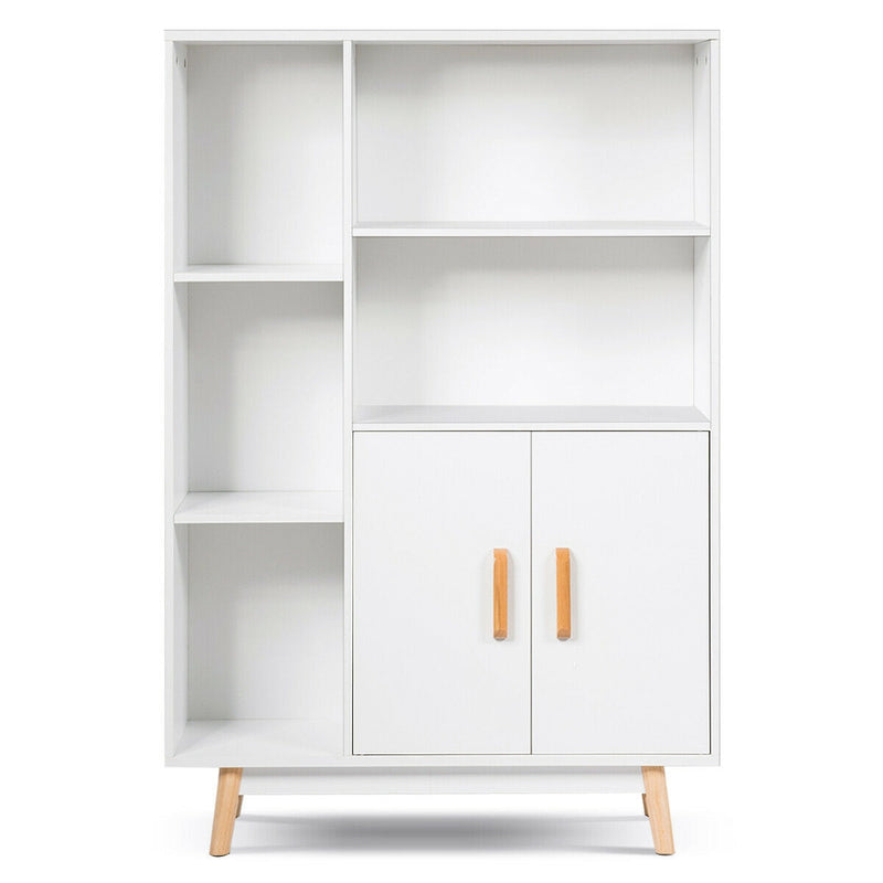 Floor Storage Cabinet Free Standing Wooden Display Bookcase Side Decor Furniture