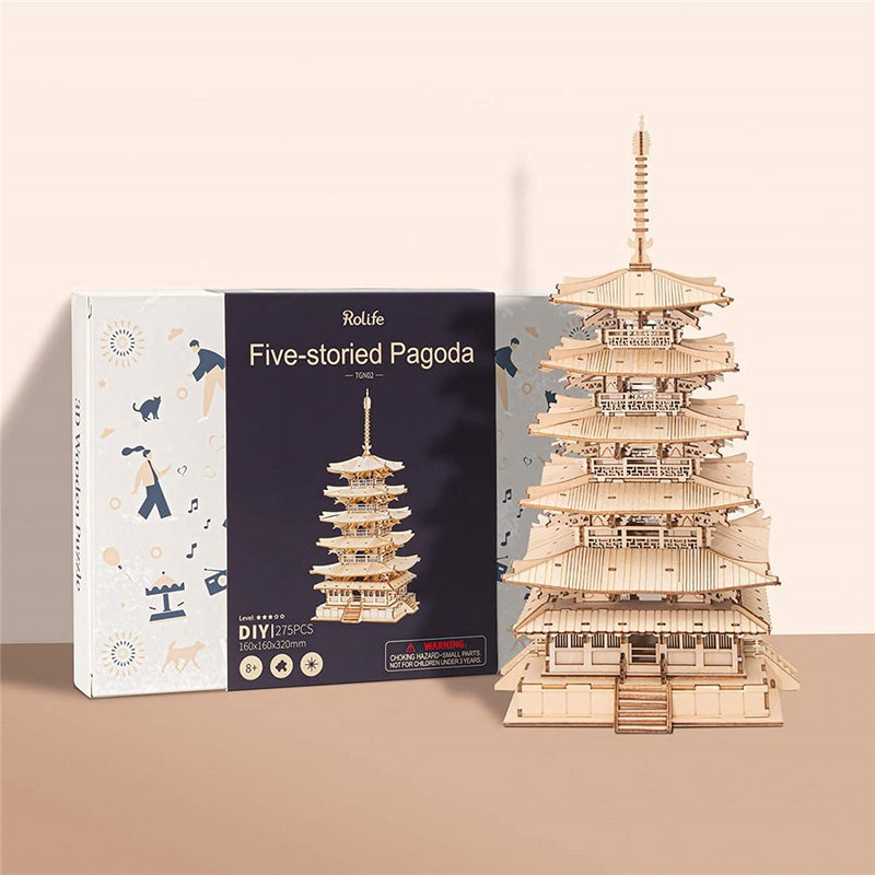 Robotime Rolife 275pcs DIY 3D Five-storied Pagoda Wooden Puzzle Game