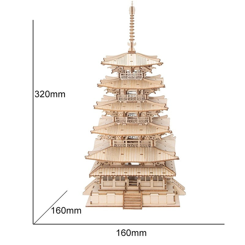 Robotime Rolife 275pcs DIY 3D Five-storied Pagoda Wooden Puzzle Game