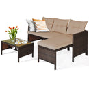 3PCS Patio Wicker Rattan Sofa Set Outdoor Sectional Conversation Set Garden Lawn HW63870