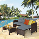 3PCS Patio Wicker Rattan Sofa Set Outdoor Sectional Conversation Set Garden Lawn HW63870