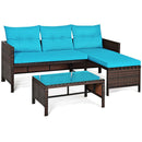 3PCS Patio Wicker Rattan Sofa Set Outdoor Sectional Conversation Set Garden Lawn HW63870