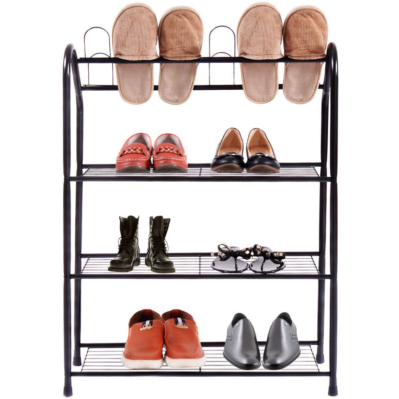 Black 4 Tire Metal Shoe Tower Shelf Storage Rack Cabinet Dorm Home Furniture New