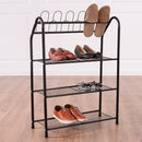 Black 4 Tire Metal Shoe Tower Shelf Storage Rack Cabinet Dorm Home Furniture New
