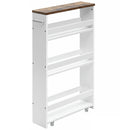 4 Tier Rolling Slim Storage Cart Tower Rack Kitchen Organizer w/ Handle White