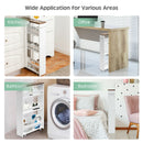 4 Tier Rolling Slim Storage Cart Tower Rack Kitchen Organizer w/ Handle White