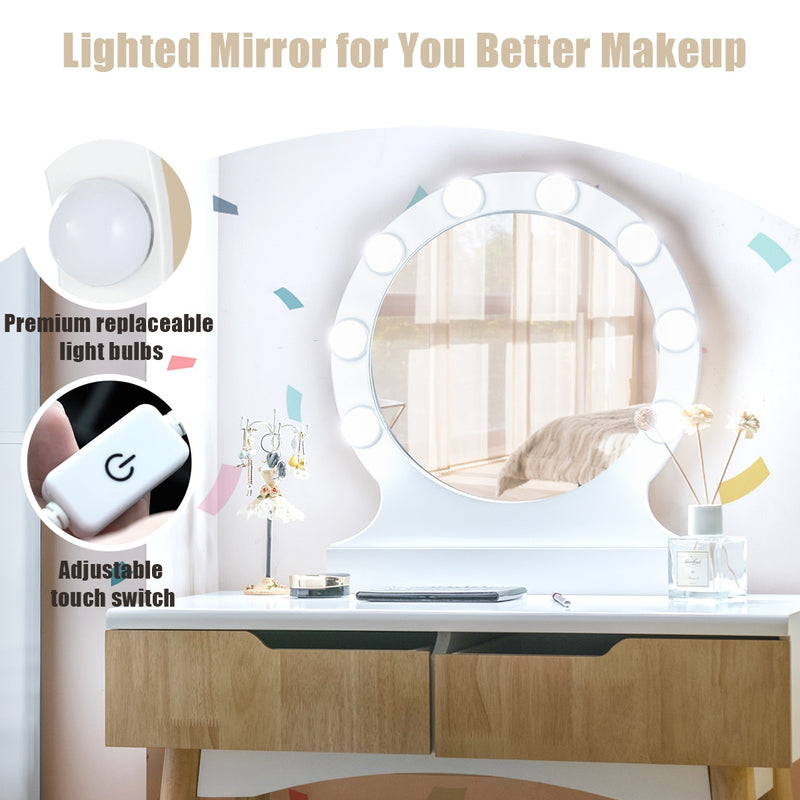 Vanity Makeup 8 Dimmable Bulbs Lighted Natural