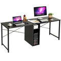 2 Person Computer Desk Double Workstation Office Desk w/ Storage Black/Rustic