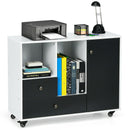 Lateral Mobile Filing Cabinet File Storage Large Printer Stand w/ 2 Drawers & Shelves