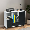 Lateral Mobile Filing Cabinet File Storage Large Printer Stand w/ 2 Drawers & Shelves
