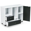 Lateral Mobile Filing Cabinet File Storage Large Printer Stand w/ 2 Drawers & Shelves