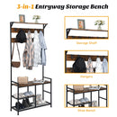 3-In-1 Industrial Coat Rack Shoe Bench Entryway Hall Tree w/Storage Shelf
