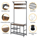 3-In-1 Industrial Coat Rack Shoe Bench Entryway Hall Tree w/Storage Shelf