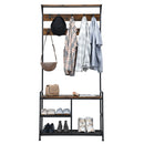 3-In-1 Industrial Coat Rack Shoe Bench Entryway Hall Tree w/Storage Shelf