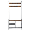 3-In-1 Industrial Coat Rack Shoe Bench Entryway Hall Tree w/Storage Shelf