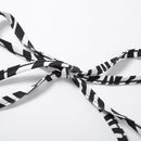 Women Leopard Printed Sexy Halter Crop Top Backless Bandage Lace Up Metal Ring Tank T