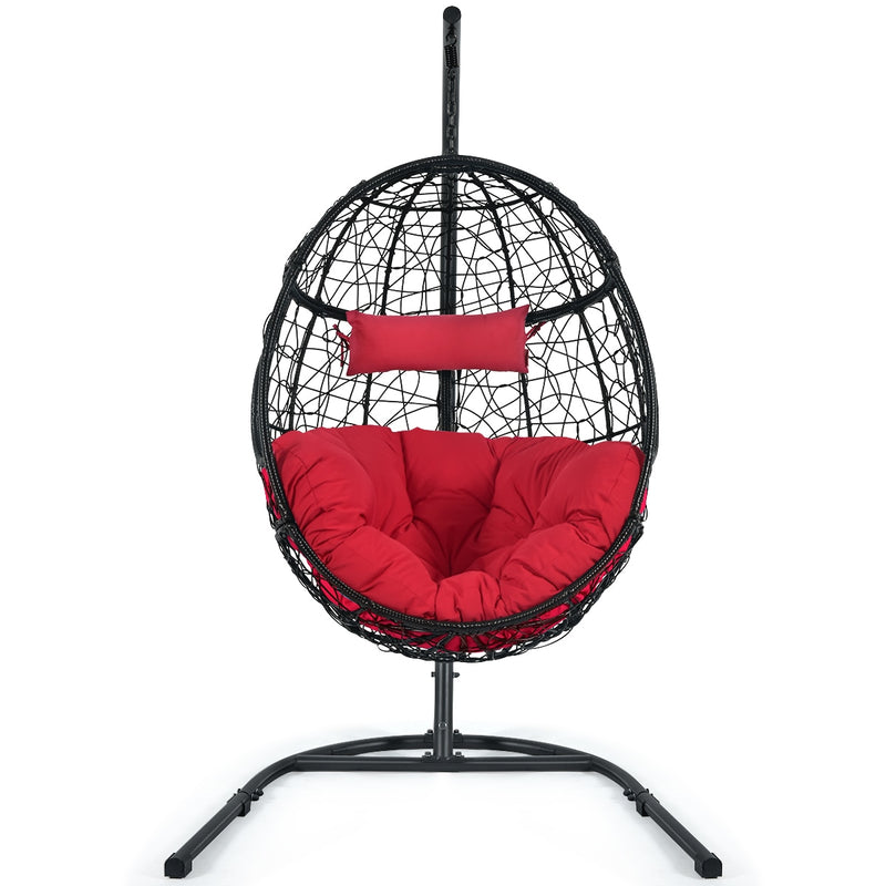 Hammock Chair with Stand Hanging Cushioned Swing Egg Chair for Indoor Outdoor OP70424