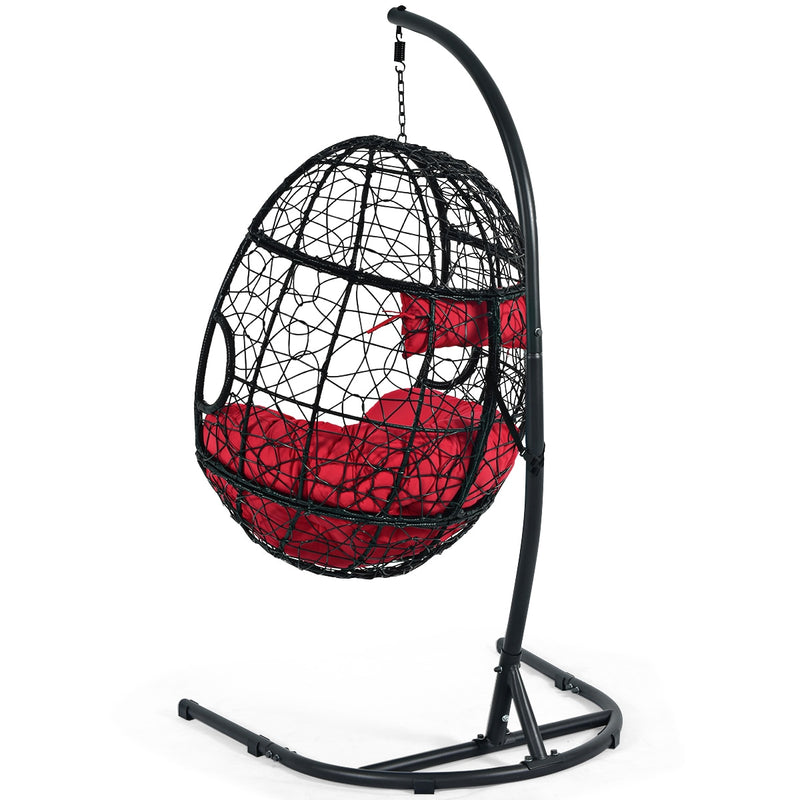 Hammock Chair with Stand Hanging Cushioned Swing Egg Chair for Indoor Outdoor OP70424