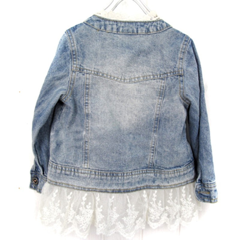 Girls Kids Jean Coat Jacket Outwear Denim Top Button Lace Button Outfits