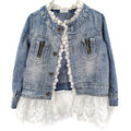 Girls Kids Jean Coat Jacket Outwear Denim Top Button Lace Button Outfits