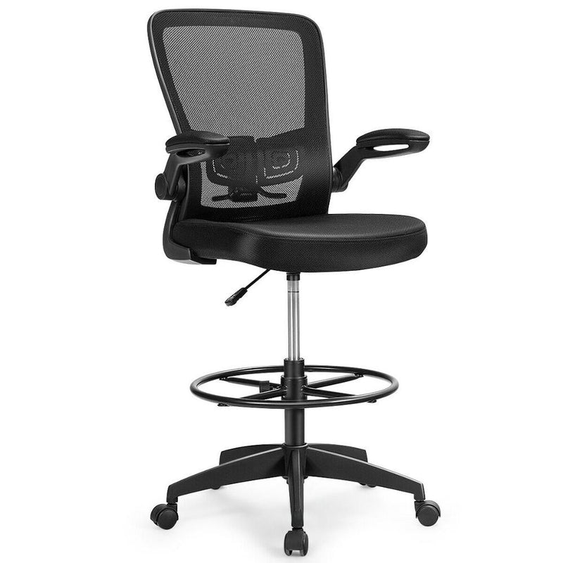 Drafting Chair Tall Office Chair Adjustable Height w/Lumbar Support Flip Up Arms