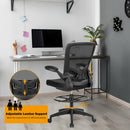 Drafting Chair Tall Office Chair Adjustable Height w/Lumbar Support Flip Up Arms