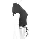 Korean Tees T-Shirt Winter Soild For Girls Streetwear T-Shirt Short Sleeve Hipster Casual Hoody Bandage Top  Aesthetic Clothes