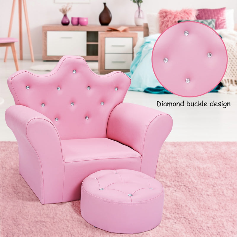 Kids Sofa Armrest Chair Couch Children Toddler Birthday Gift w/ Ottoman HW54194