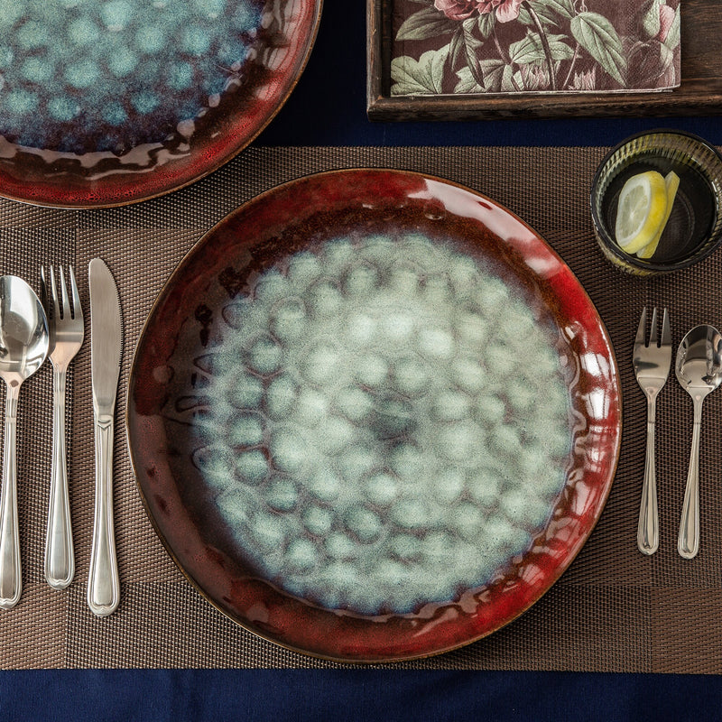 Starry Red 4/8/12-Piece Dinner Plate Set Vintage Look Ceramic