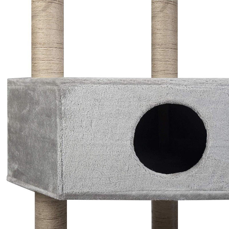 Cat Tree Modern Pet Toy Scratching Post Grey Cat Tower Climbing Frame