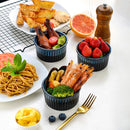 6-Piece 300ML Blue Ceramic Ramekins Baking Cup for Souffle,Creme