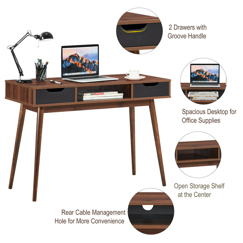 Computer Desk Writing Table w/ Drawers Laptop PC Workstation Home Walnut/Oak