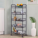 5 Tier Mesh Rolling File Utility Cart Home Portable Trolley Organizer Office Kitchen Storage Basket HW54963BK