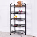 5 Tier Mesh Rolling File Utility Cart Home Portable Trolley Organizer Office Kitchen Storage Basket HW54963BK