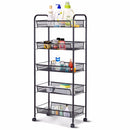 5 Tier Mesh Rolling File Utility Cart Home Portable Trolley Organizer Office Kitchen Storage Basket HW54963BK