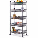5 Tier Mesh Rolling File Utility Cart Home Portable Trolley Organizer Office Kitchen Storage Basket HW54963BK