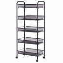 5 Tier Mesh Rolling File Utility Cart Home Portable Trolley Organizer Office Kitchen Storage Basket HW54963BK