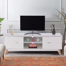 Modern TV Stand Entertainment Center Console Cabinet Stand 2 Doors Shelves White Wood Living Room Furniture HW60413