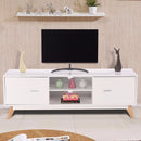 Modern TV Stand Entertainment Center Console Cabinet Stand 2 Doors Shelves White Wood Living Room Furniture HW60413