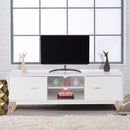 Modern TV Stand Entertainment Center Console Cabinet Stand 2 Doors Shelves White Wood Living Room Furniture HW60413