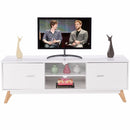 Modern TV Stand Entertainment Center Console Cabinet Stand 2 Doors Shelves White Wood Living Room Furniture HW60413