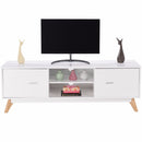 Modern TV Stand Entertainment Center Console Cabinet Stand 2 Doors Shelves White Wood Living Room Furniture HW60413