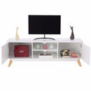 Modern TV Stand Entertainment Center Console Cabinet Stand 2 Doors Shelves White Wood Living Room Furniture HW60413
