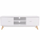 Modern TV Stand Entertainment Center Console Cabinet Stand 2 Doors Shelves White Wood Living Room Furniture HW60413