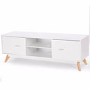 Modern TV Stand Entertainment Center Console Cabinet Stand 2 Doors Shelves White Wood Living Room Furniture HW60413