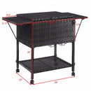 Portable Rattan Cooler Cart Trolley Outdoor Patio Pool Party Ice Drink Mix Brown HW52974