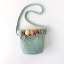 Children Flower Zipper Cross-body Handbag Fashion Girls Kids Straw Shoulder Messenger Bag