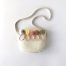 Children Flower Zipper Cross-body Handbag Fashion Girls Kids Straw Shoulder Messenger Bag