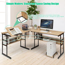 L-Shaped Computer Desk Drafting Table Workstation w/ Tiltable Tabletop HW66803